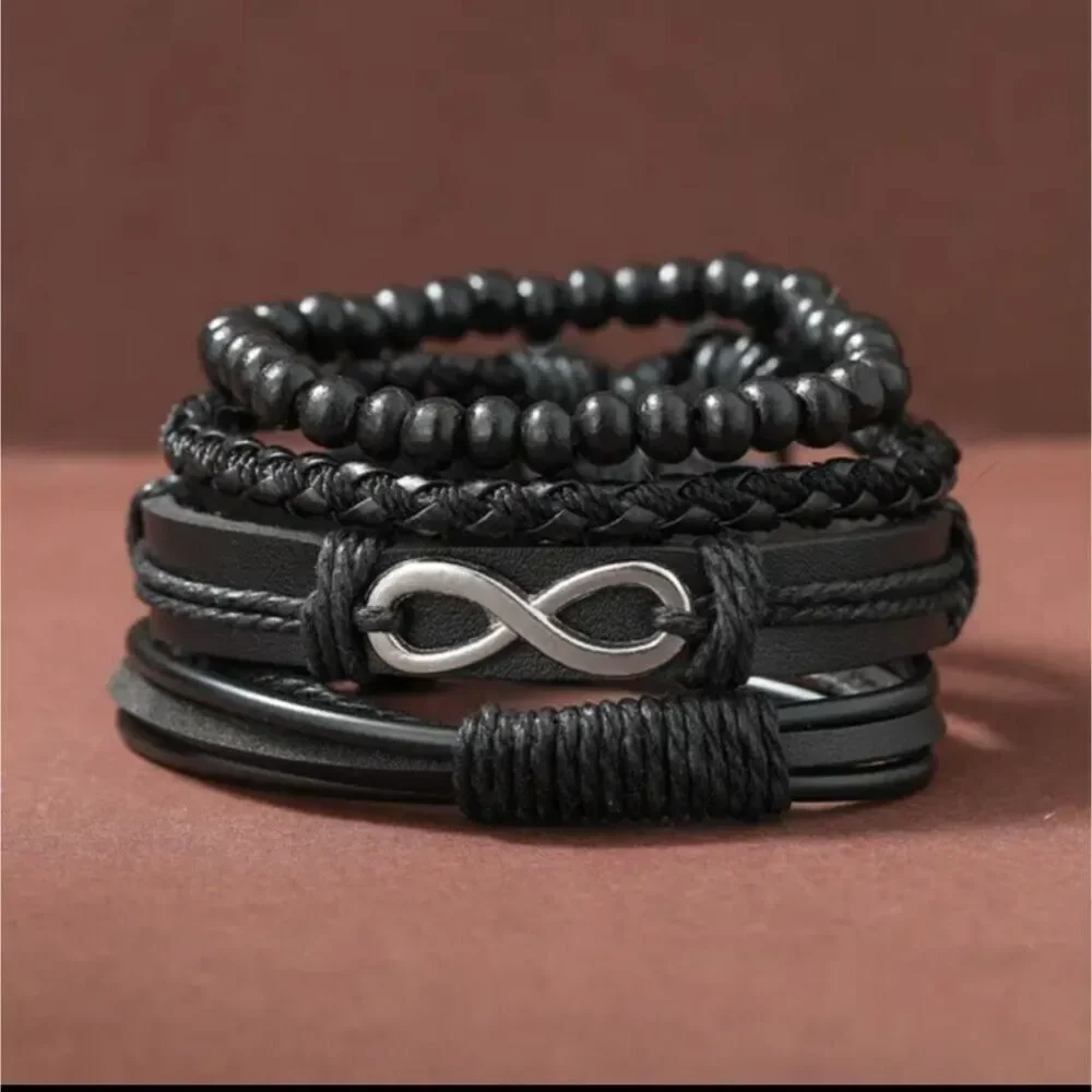 faux leather layered Braided Bracelet